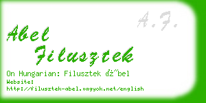 abel filusztek business card